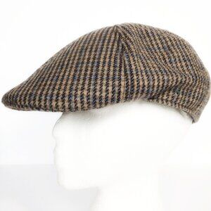 Mens Wool Newsboy Cap brown beige 22" / LARGE, with elastic back Bochi brand hat